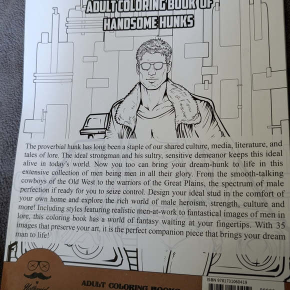 Adult Coloring Book of Handsome Hunks - Picture 2 of 7